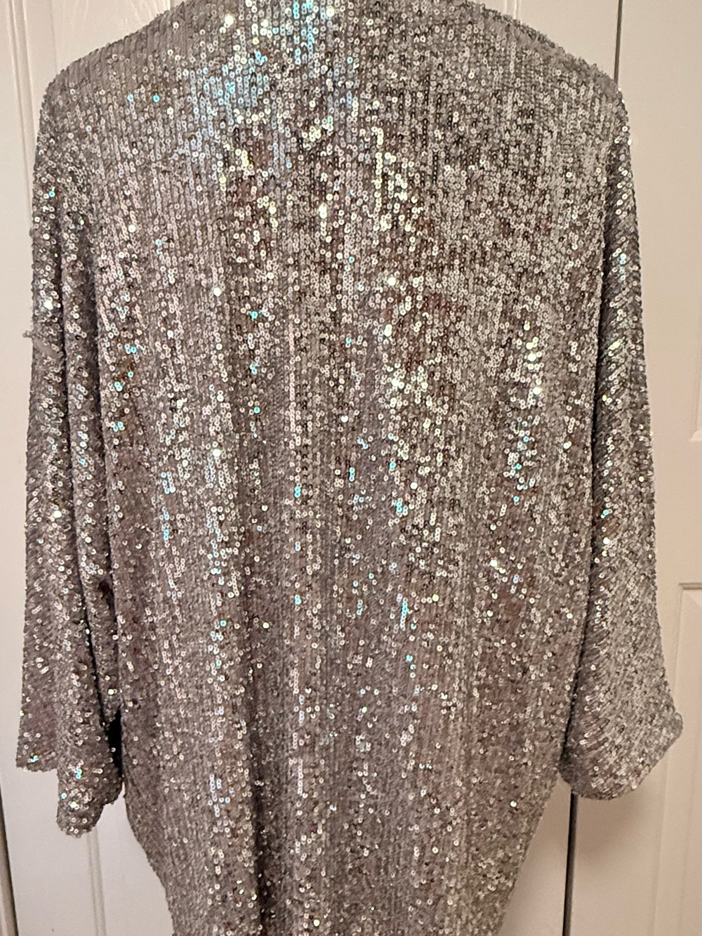 Cable & Gauge Silver Sequin Scoop Neck Pullover Party Dinner Disco Holiday - Picture 6 of 13